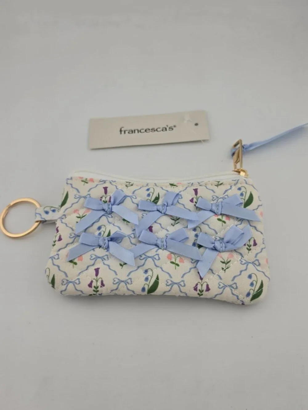 Francesca;s Serena Bow Floral Quilt Card Case